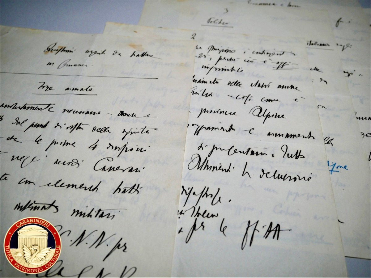 Carabinieri TPC, restituite all’Archivio Centrale dello Stato cinque lettere di Mussolini sull’incontro con Hitler (Salisburgo, 1944)