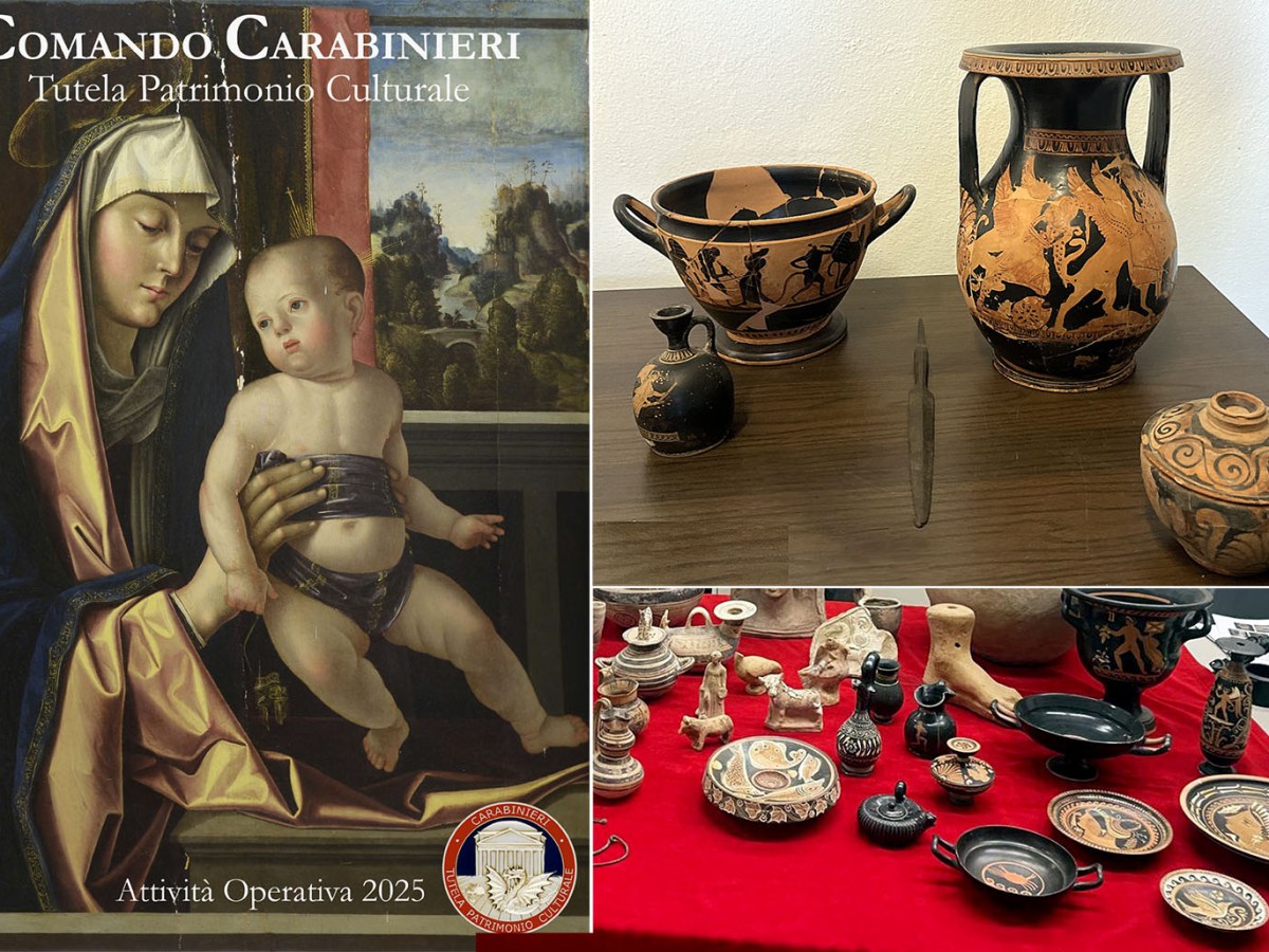 Gran bottino di arte recuperata nel 2025, l’impresa del Comando Carabinieri Tutela Patrimonio Culturale TPC, ritrovati 84.527 beni culturali